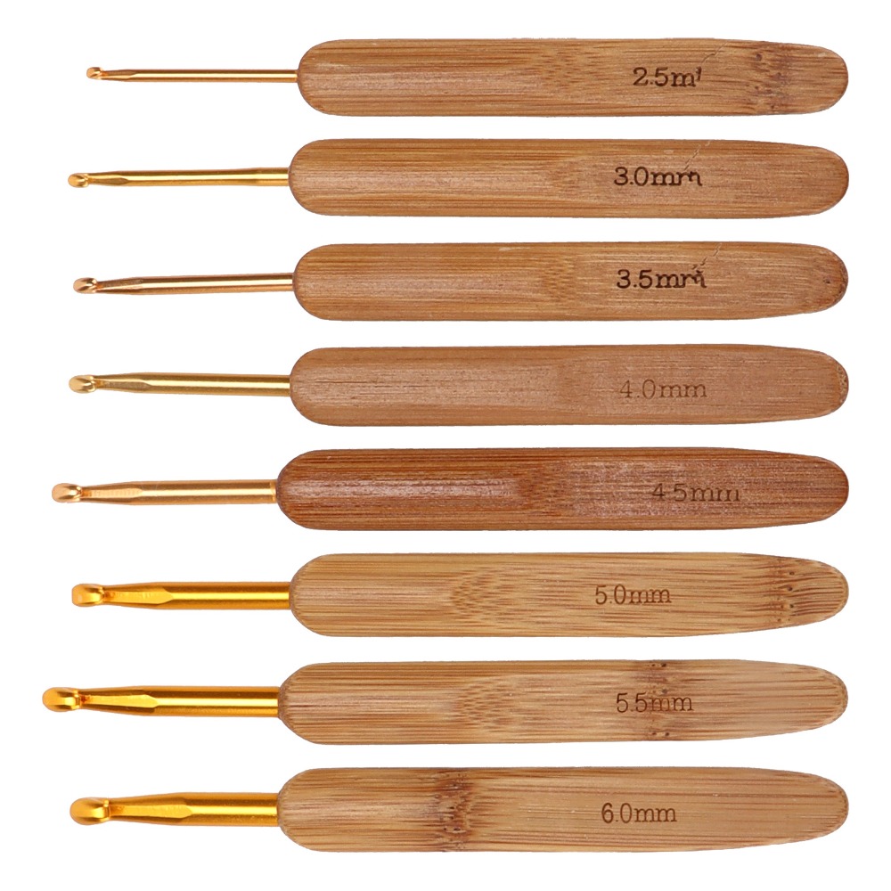 Wooden Crochet Hooks Ergonomic Handle - Набор из 8 крючков для вязания,
