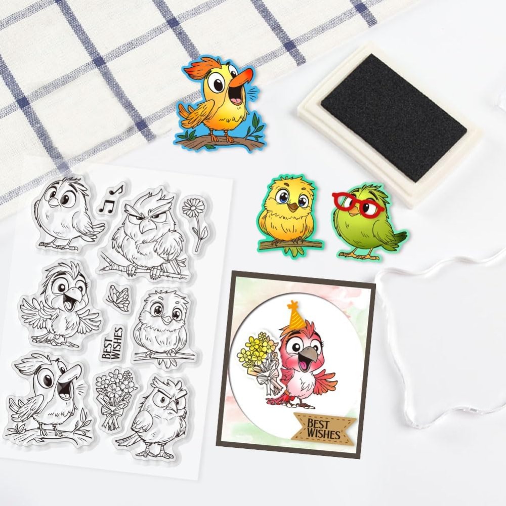 Прозрачные штампы с забавными  – обзор и цена Clear Silicone Stamps For Card Making