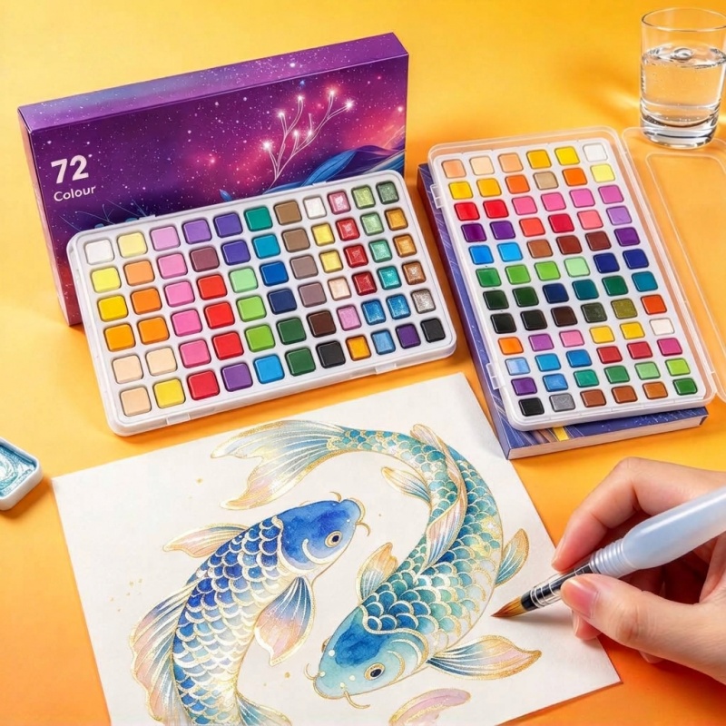 Набор акварельных красок с эфф – обзор и цена Watercolor Paint Set Solid Pigment