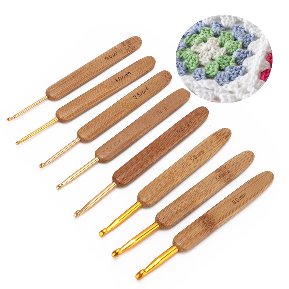 Набор из 8 крючков для вязания – обзор и цена Wooden Crochet Hooks Ergonomic Handle