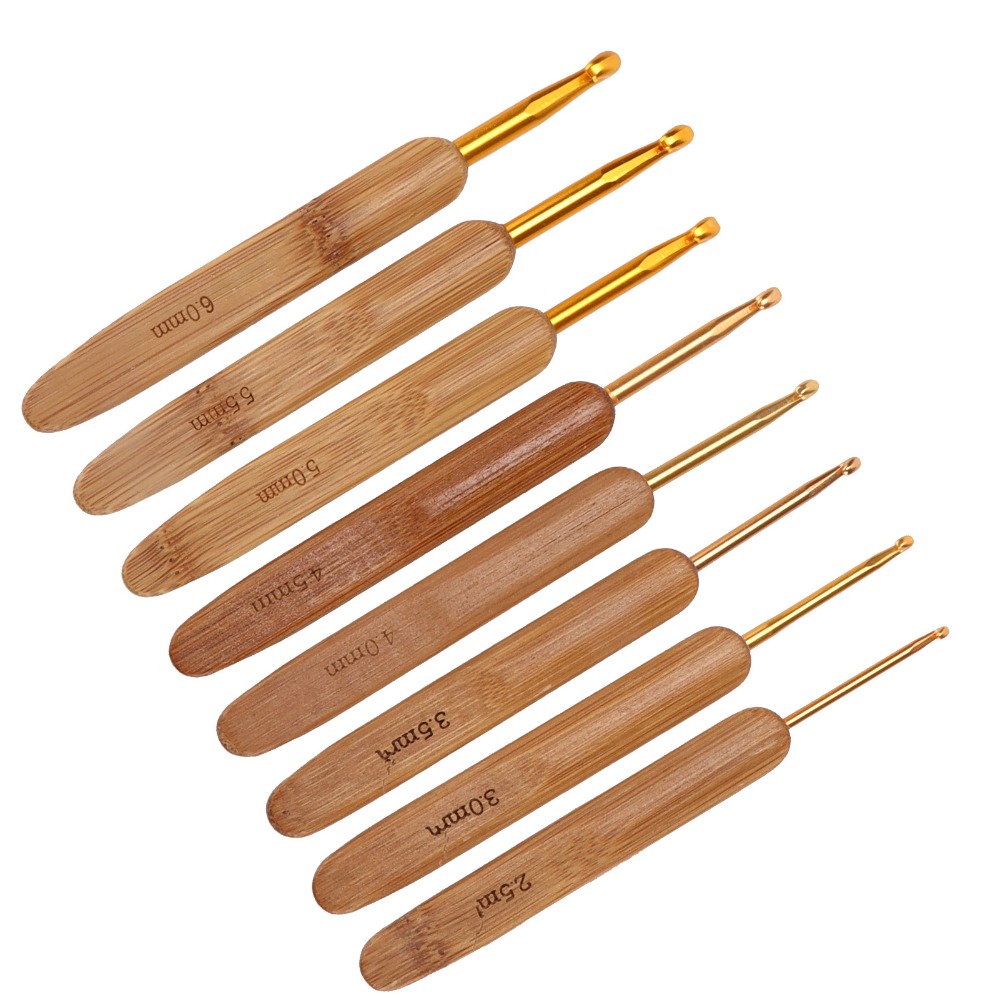 Набор из 8 крючков для вязания – обзор и цена Wooden Crochet Hooks Ergonomic Handle