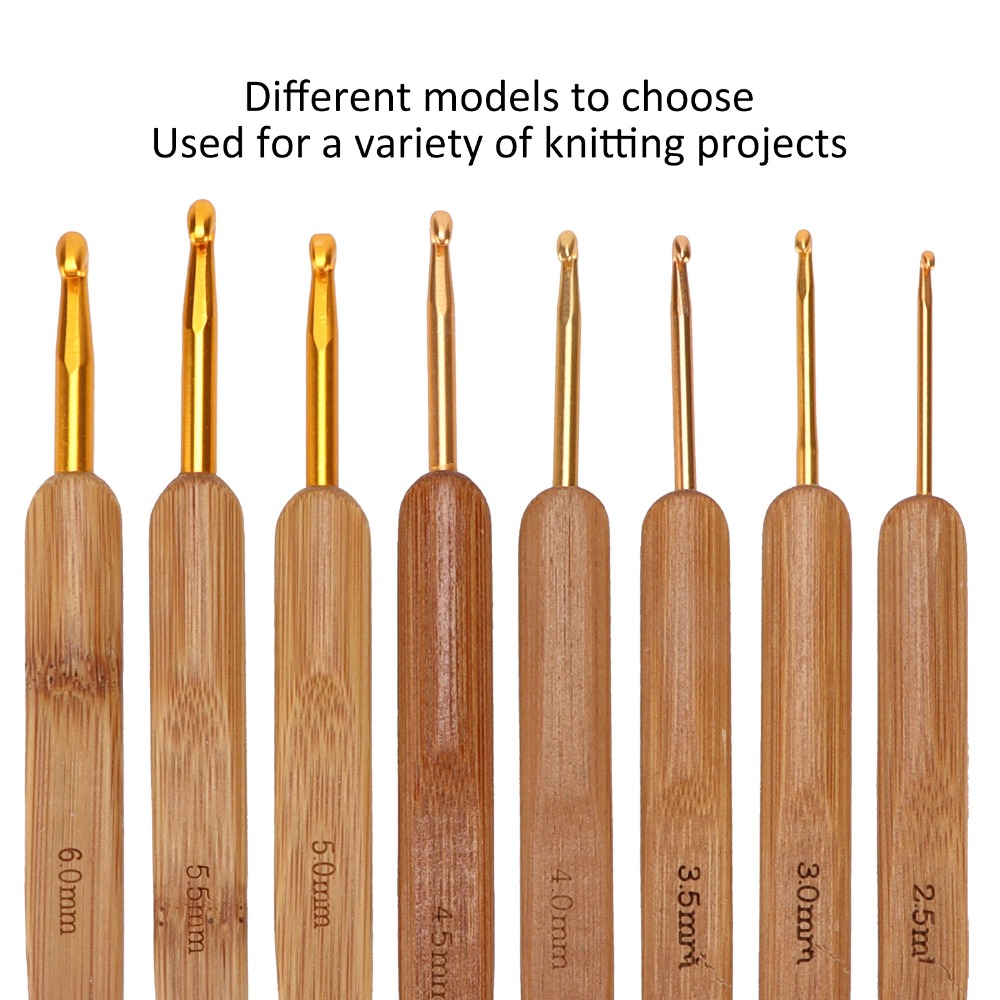 Набор из 8 крючков для вязания – обзор и цена Wooden Crochet Hooks Ergonomic Handle