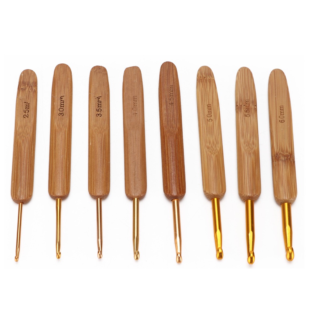 Набор из 8 эргономичных крючко – обзор и цена Wooden Crochet Hooks Ergonomic Handle